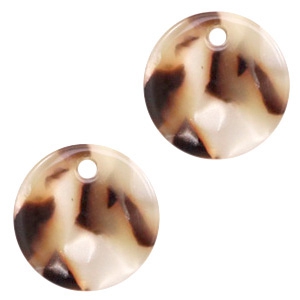 Pendenti in resina 12 mm rotondo bicolore beige marrone