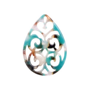 Pendenti in resina 37x26mm a forma di goccia in stile barocco turchese - marrone