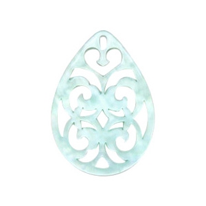 Pendenti in resina 38x27 mm a forma di goccia in stile barocco blu acqua sbiancato
