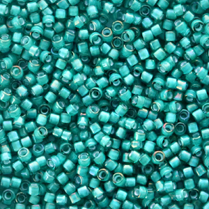 Perline Miyuki Delica 11/0 White lined teal AB DB - 1782