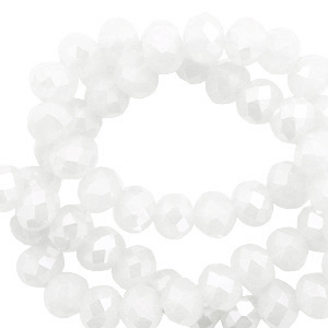 Perline sfaccettate 6x4 mm rondella bianco - effetto perlato
