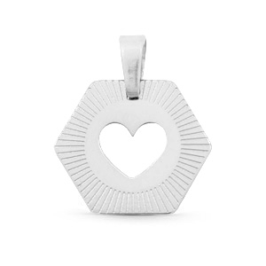 Ciondoli in acciaio inossidabile esagono cuore Mix&Match argento