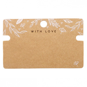 Espositori bigiotteria in cartoncino 'with love' con disegno floreale marrone