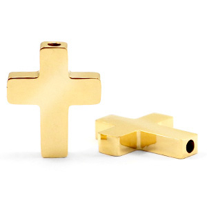 Perline in acciaio inossidabile croce oro