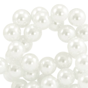 Perline di vetro con effetto perlato 4mm alta qualit&agrave; bianco
