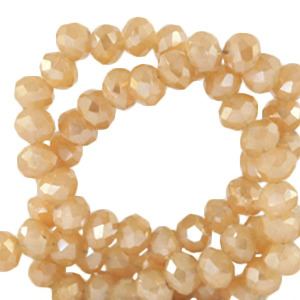 Perline sfaccettate 4x3 mm rondella beige pesca - pearl shine coating
