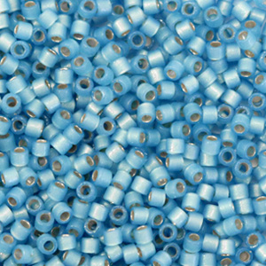 Perline Miyuki Delica 11/0 Duracoat semi frosted silverlined dyed light bayberry blue DB-2176