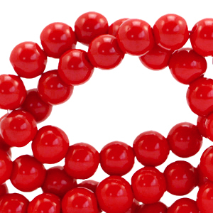 Perline di vetro 8 mm opache rosso appassionato