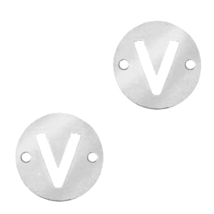 Ciondoli in acciaio inossidabile distanziatore rotondo 10mm lettera V moneta argento