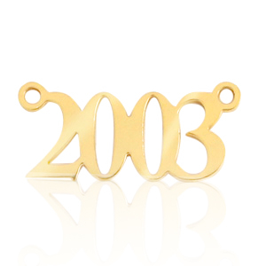 Ciondoli in acciaio inossidabile distanziatore anno 2003 oro