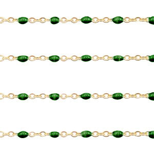 Componenti in acciaio inossidabile 1mm catena stile rosario verde marino profondo-oro
