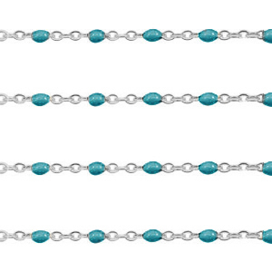 Componenti in acciaio inossidabile 1mm catena stile rosario blu pavone bellissimo-argento