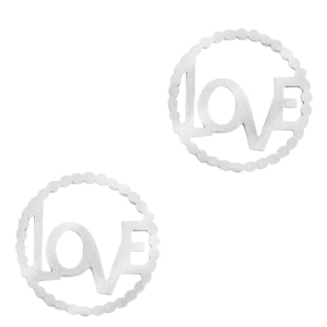 Ciondoli in acciaio inossidabile distanziatore "LOVE" argento