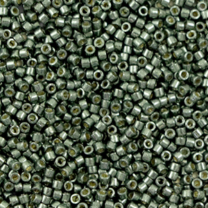 Perline Miyuki Delica 11/0 Duracoat galvanized steel green DB-2512