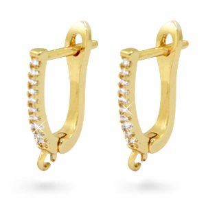 Orecchini a cerchio ovali con zirconia con anellino oro