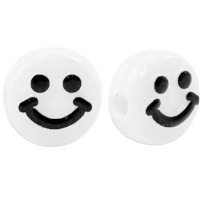 Perline alfabeto in acrilico smiley bianco-nero