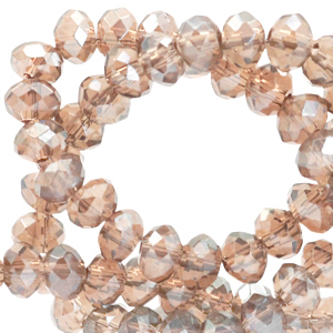 Perline sfaccettate 4x3 mm rondella champagne beige-effetto perlato