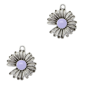 Ciondoli di metallo DQ Margherita argento antico-viola lilla (privo di nichel)