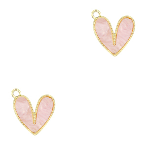 Pendenti in resina cuore oro-rosa chiaro