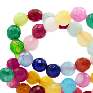 Perline in pietra naturale 6mm giada sfaccettata multicolore