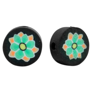 Perline di polimero fiore nero-verde