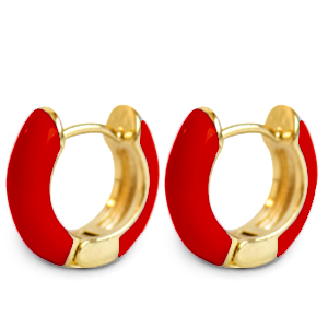 Orecchini alla moda a cercio smalto 15mm rosso-oro
