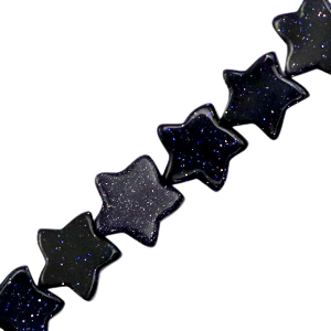 Perline in pietra naturale stella glitterato blu mezzanotte