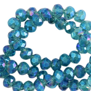 Perline sfaccettate 6x4 mm rondella blu Pacifico-rivestimento AB