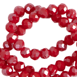 Perline sfaccettate 3x2mm rondella rosso cremisi-effetto perlato