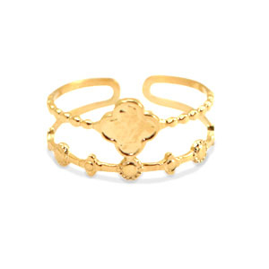 Anelli in acciaio inossidabile fiore oro