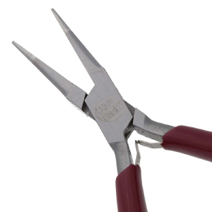 Beadsmith pinza a punta piatta lunga rosso-argento