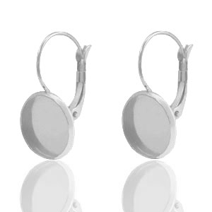 Componenti in acciaio inossidabile orecchini per cabochon 12 mm argento