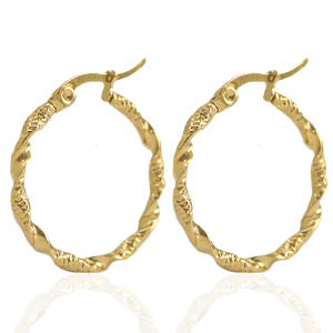 Orecchini in acciaio inossidabile 25 mm a cerchio attorcigliata oro