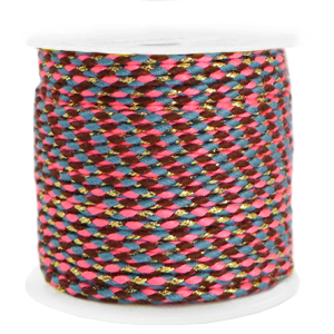 Cordoncino intrecciato alla moda 2mm oro-rosa neon blu