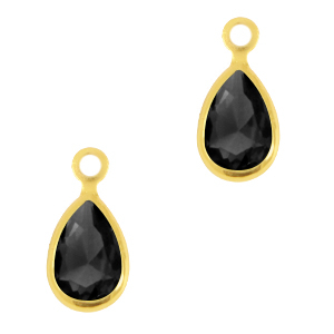 Pendenti di vetro Crystal Glass goccia nero giaietto-oro