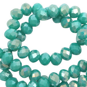 Perline sfaccettate 4x3mm rondella verde ottanio-rivestimento effetto diamond