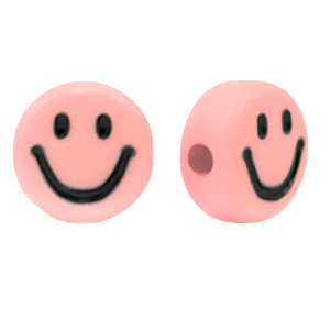 Perline alfabeto in acrilico smiley rosa vintage