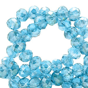 Perline sfaccettate 6x4 mm rondella blu laguna-effetto perlato