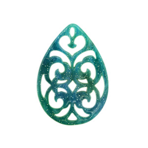 Pendenti in resina 38x27mm goccia in stile barocco verde oceano