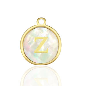 Ciondoli in acciaio inossidabile 12mm conchiglia lettera Z bianco (colore naturale)-oro