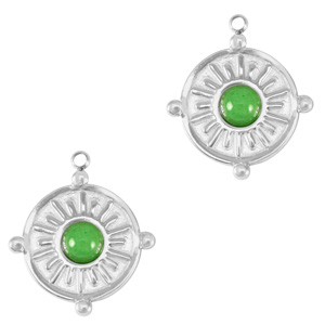 Ciondoli in acciaio inossidabile con pietra naturale argento-verde fresco