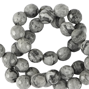 Perline in pietra naturale Dolomite 6mm sfaccettate effetto grigio adagio