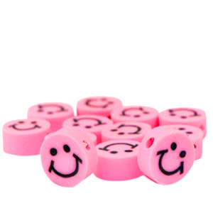Perline di polimero smiley rosa