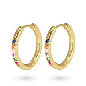 Orecchini in acciaio inossidabile a cerchio zircone 15mm oro