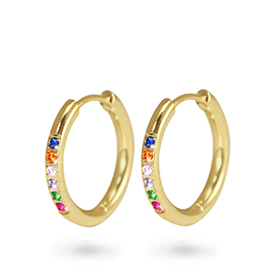 Orecchini in acciaio inossidabile a cerchio zircone 11mm oro