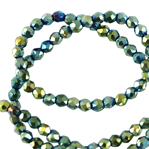 Perline sfaccettate tonde 2mm multicolore verde-rivestimento AB