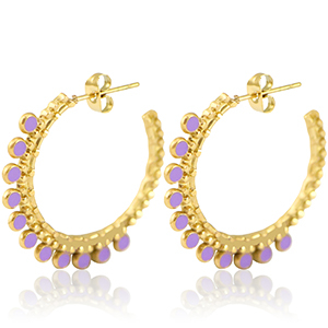 Orecchini in acciaio inossidabile a cercio 30mm oro-viola