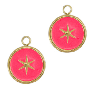 Ciondoli in acciaio inossidabile stella oro-rosa neon