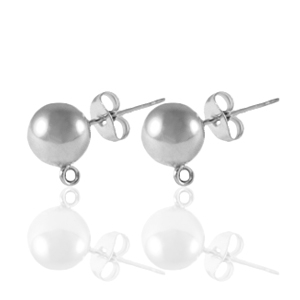 Orecchini in acciaio inossidabile con anellino 6mm argento