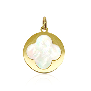 Ciondoli in acciaio inossidabile conchiglia quadrifoglio oro-bianco (colore naturale)